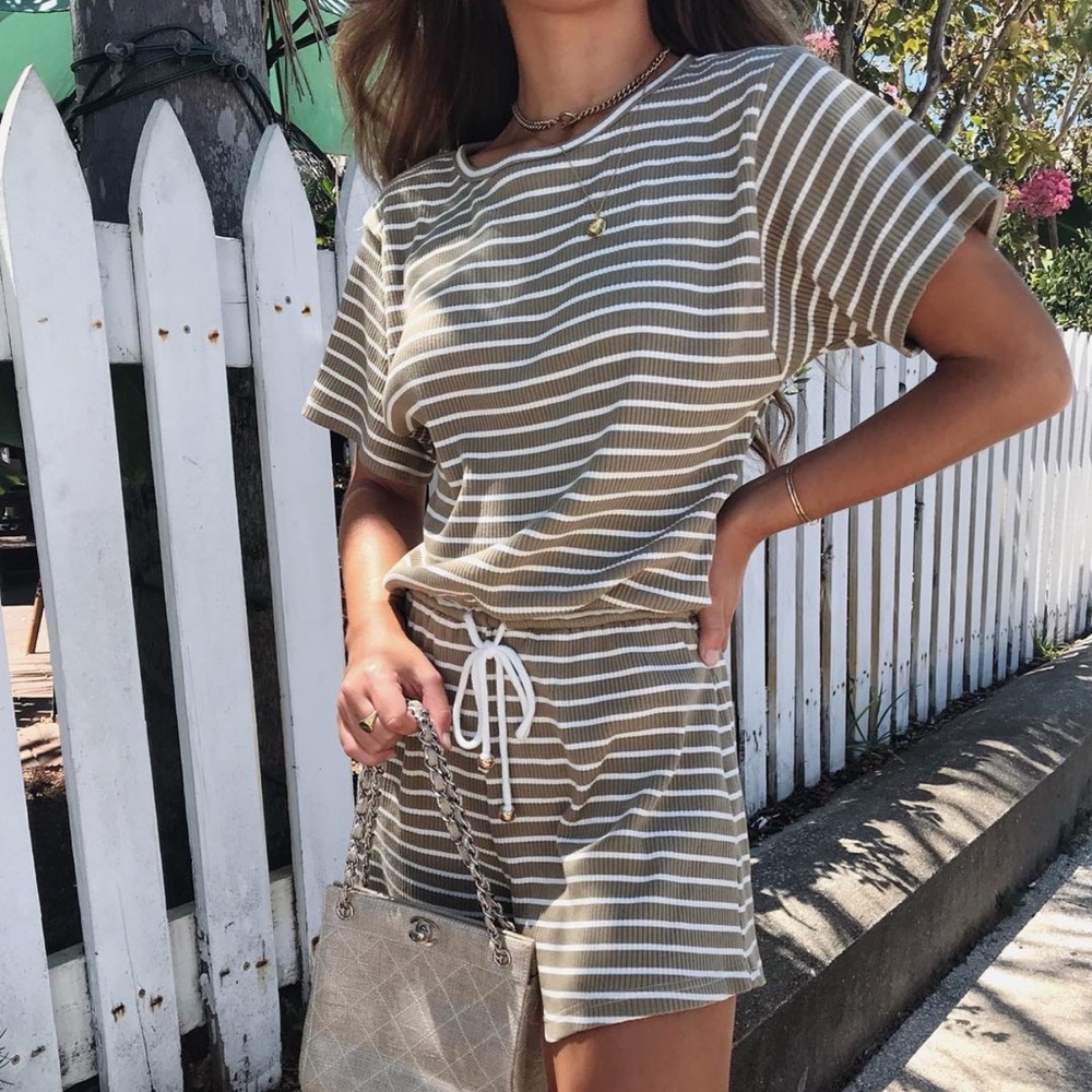 Sabo Skirt Striped Sage Green Romper